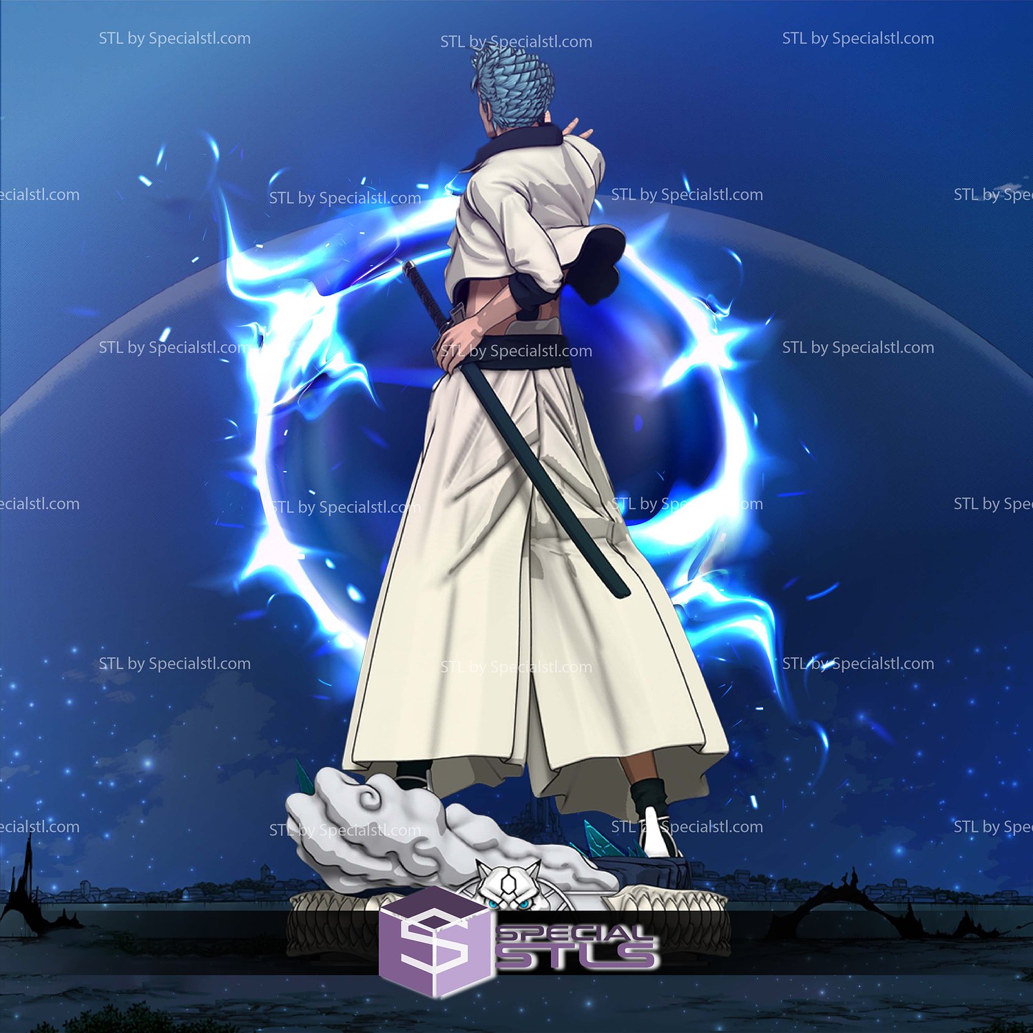 Grimmjow Bleach 1 10 Scale 3D Printer Files STL Model — view 3