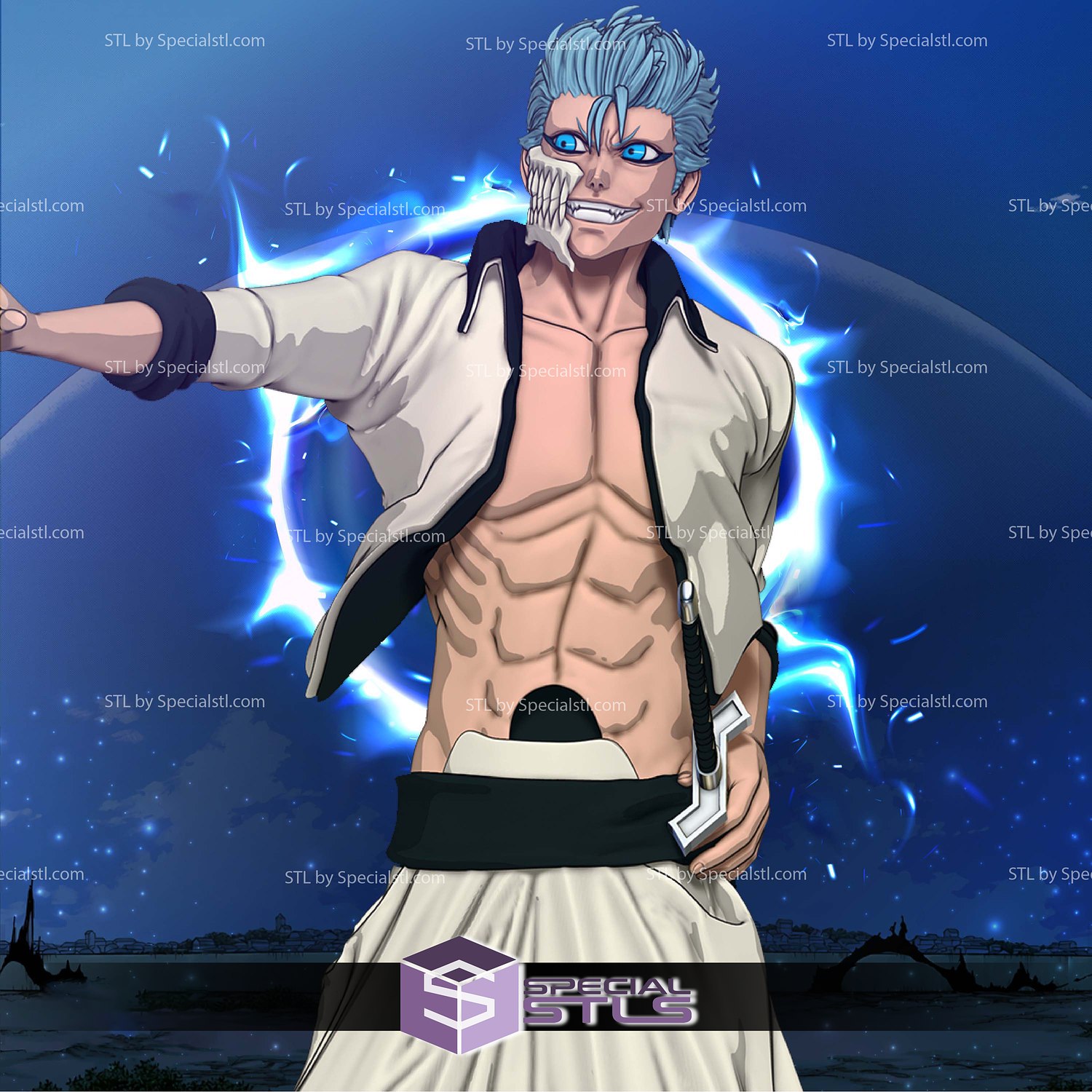 Grimmjow Bleach 1 10 Scale 3D Printer Files STL Model — view 5