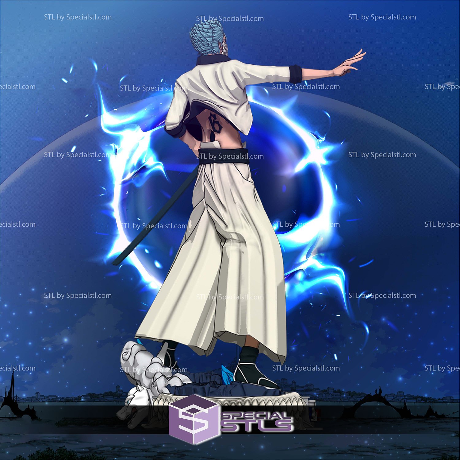 Grimmjow Bleach 1 10 Scale 3D Printer Files STL Model — view 6