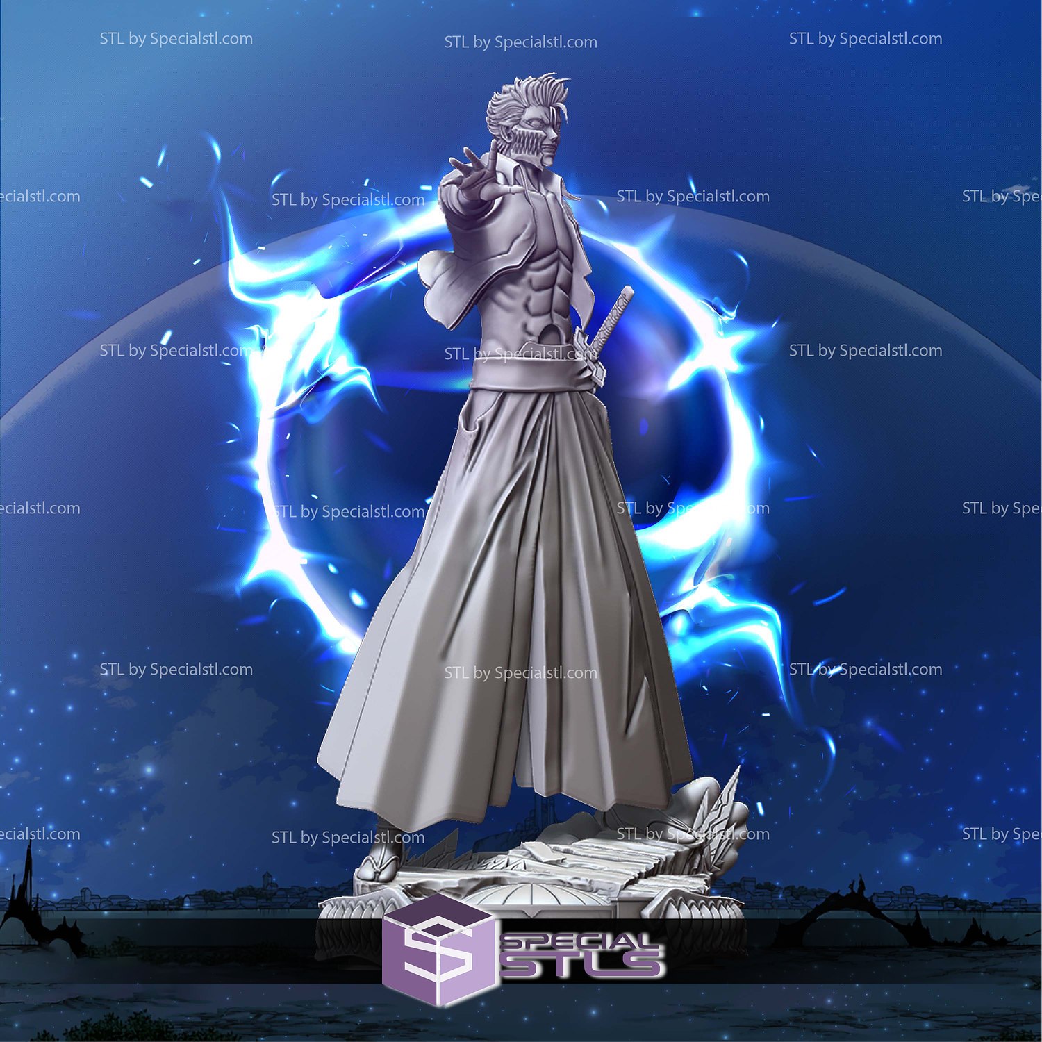 Grimmjow Bleach 1 10 Scale 3D Printer Files STL Model — view 8