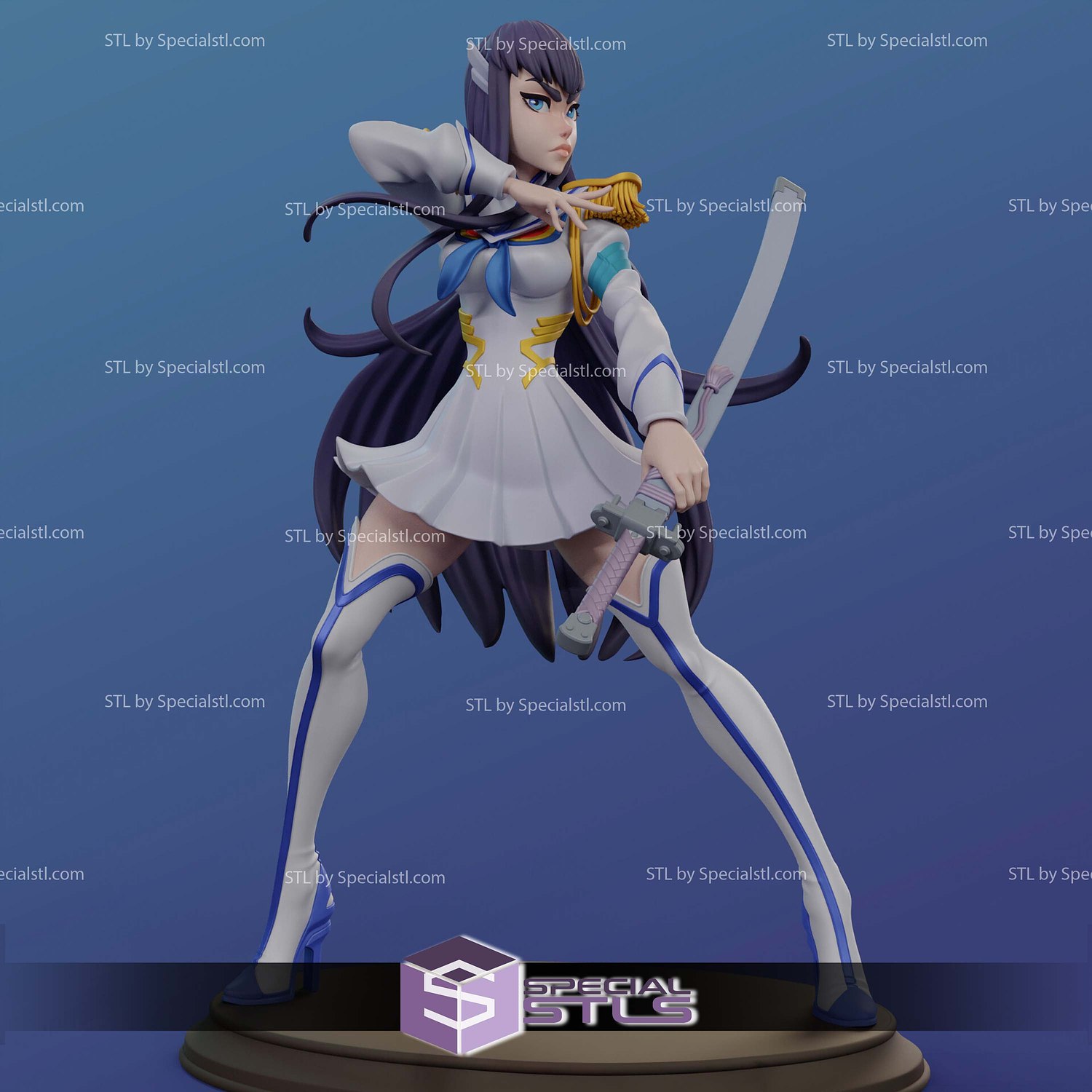 Satsuki Kiryuin Uniform Sculptures 3D Printing STL Model — view 3