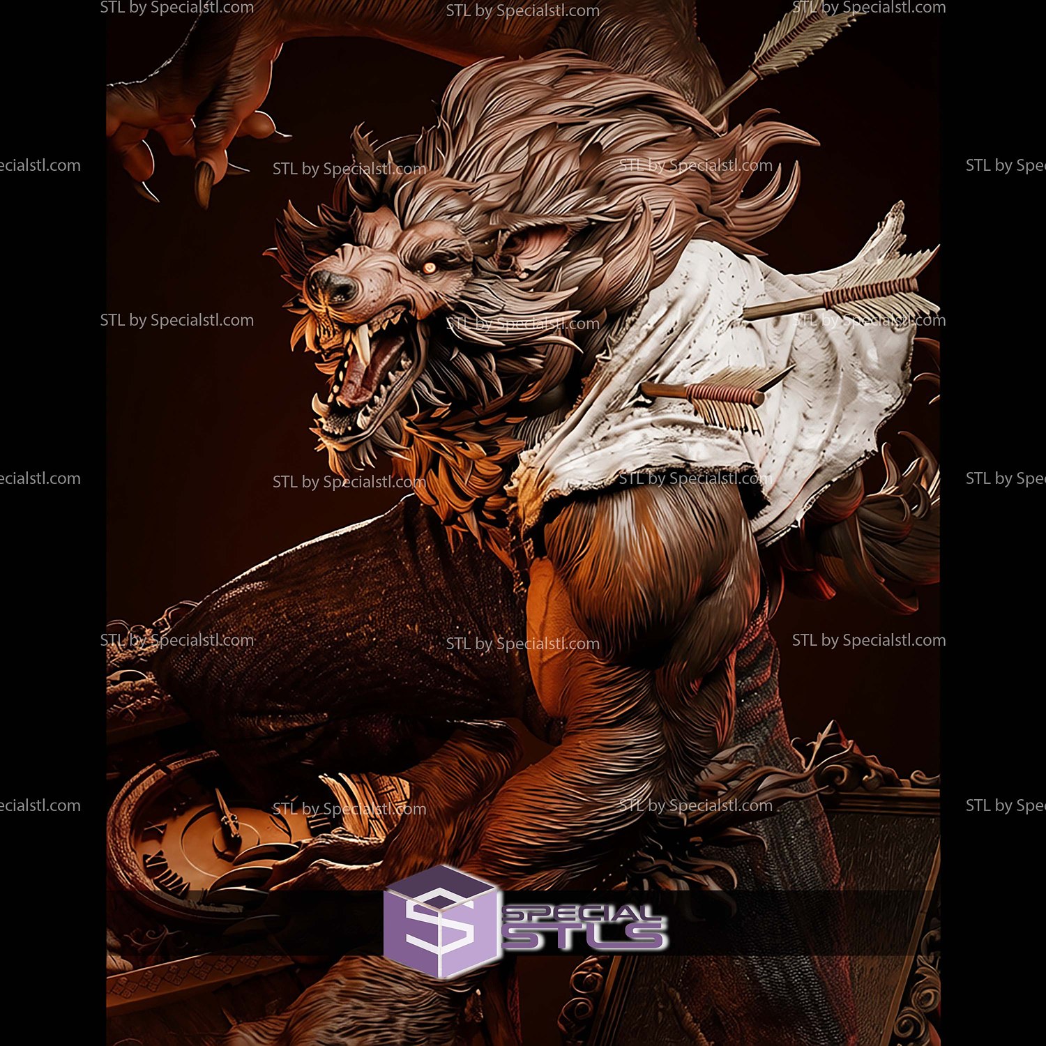 Werewolf Marvel Diorama 1-6 STL Files 3D Model — view 2