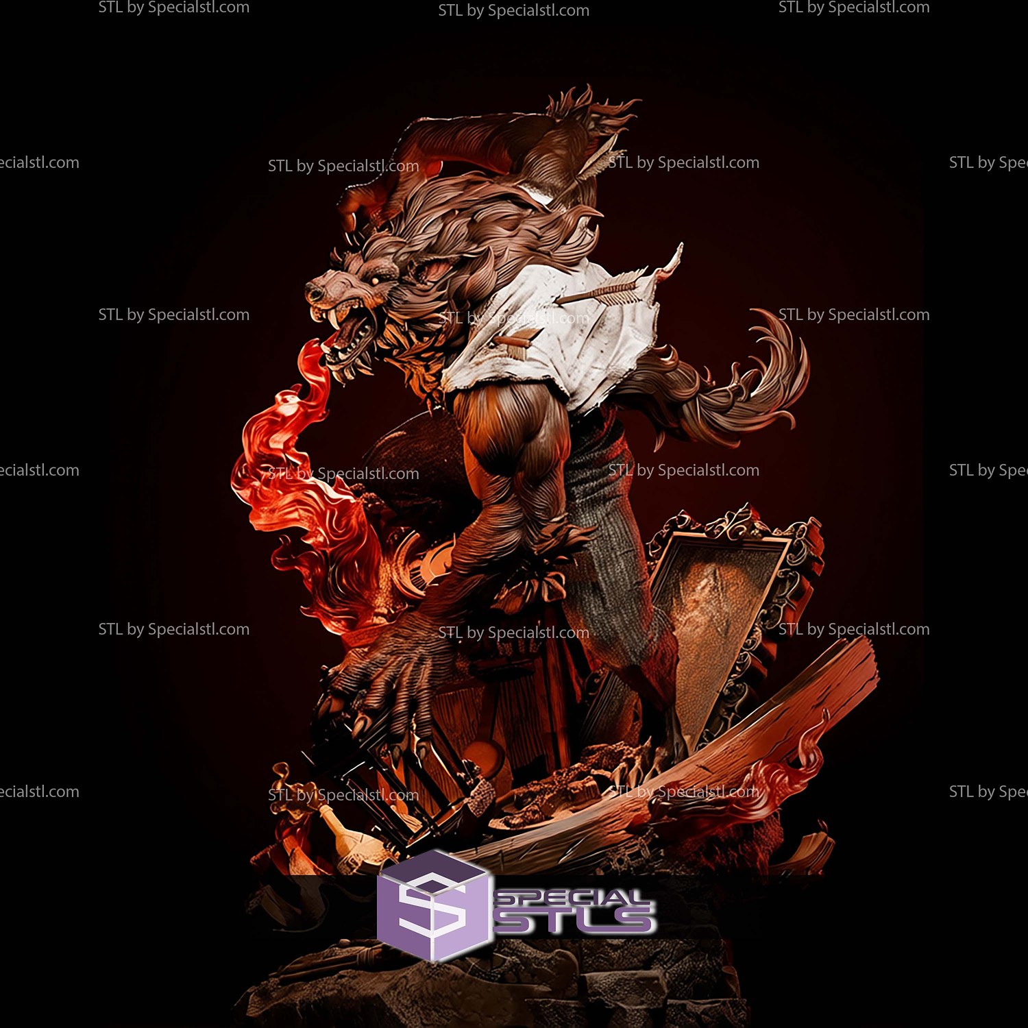 Werewolf Marvel Diorama 1-6 STL Files 3D Model — view 4