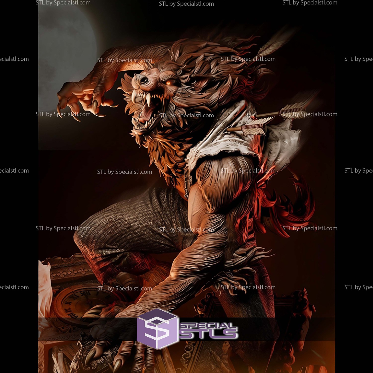 Werewolf Marvel Diorama 1-6 STL Files 3D Model — view 5