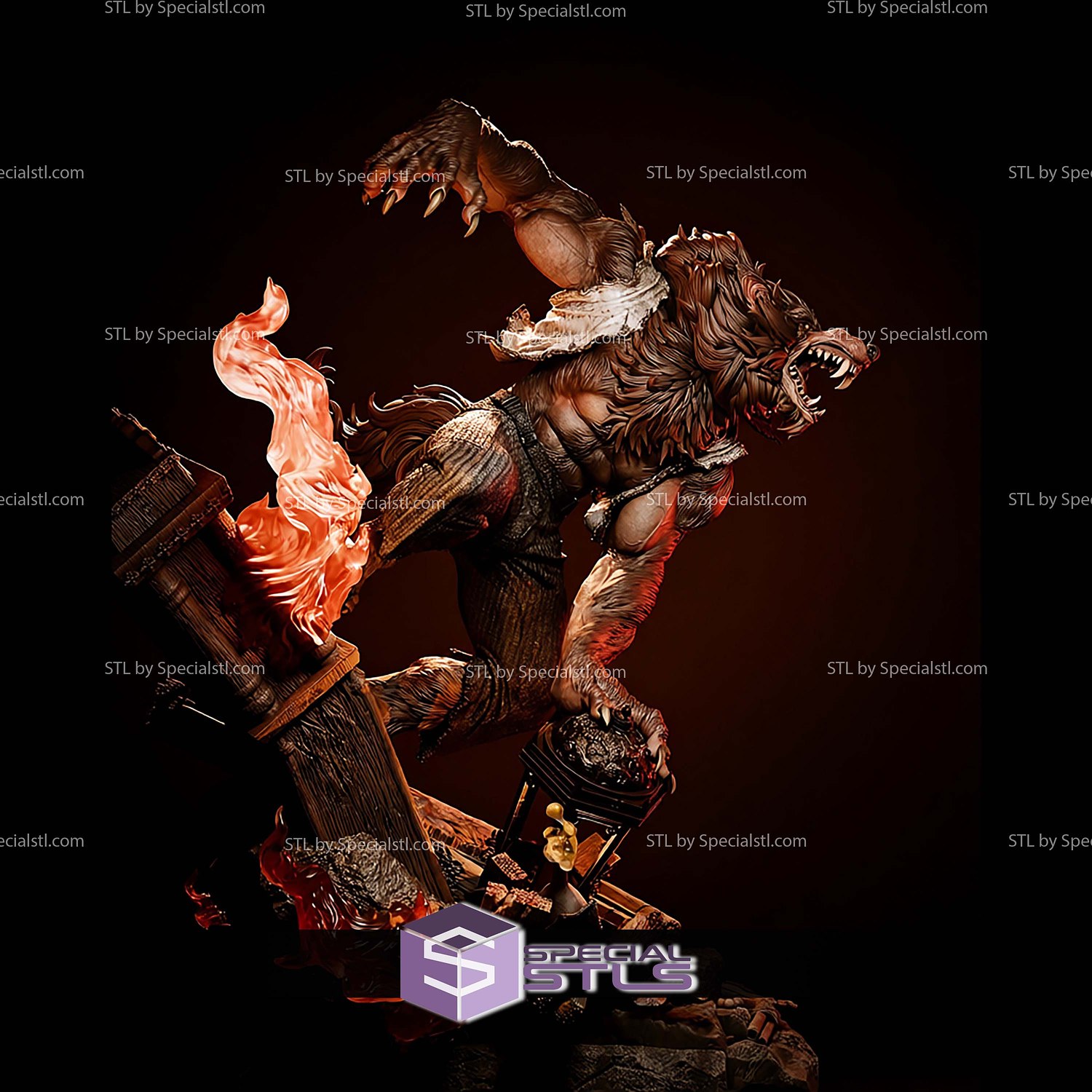 Werewolf Marvel Diorama 1-6 STL Files 3D Model — view 7
