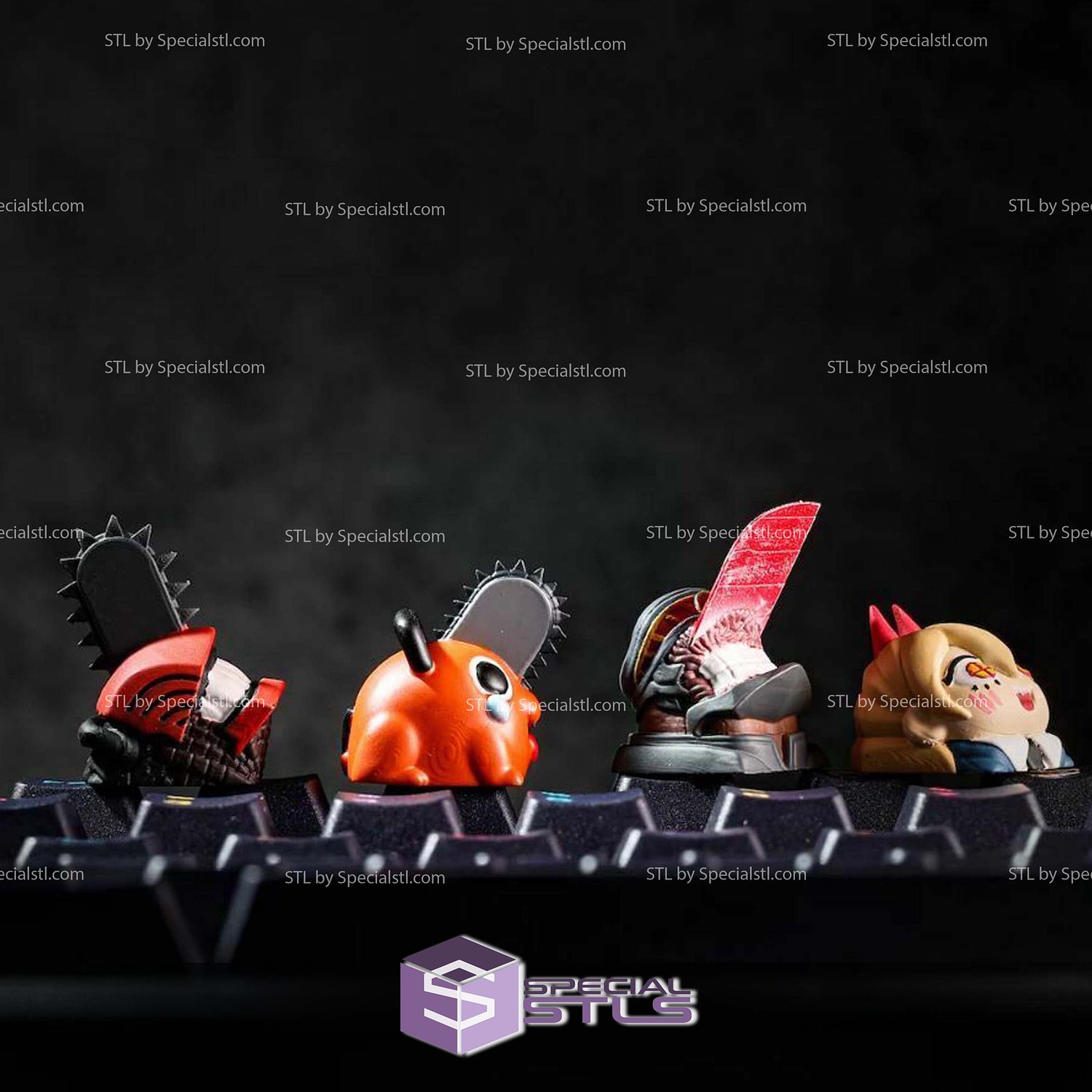 Keycap STL Collection - Chainsaw Man Pochita 3D Model — view 3