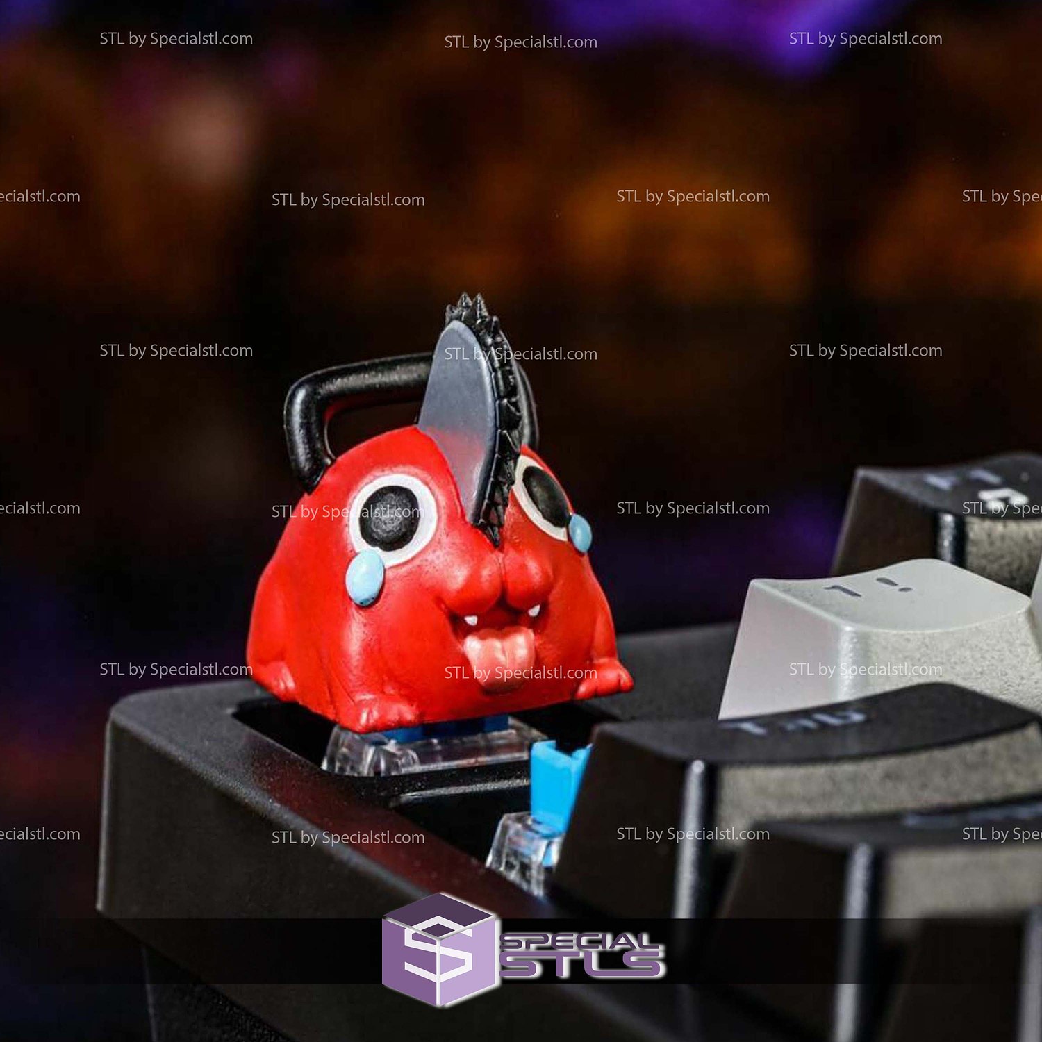 Keycap STL Collection - Chainsaw Man Pochita 3D Model — view 4