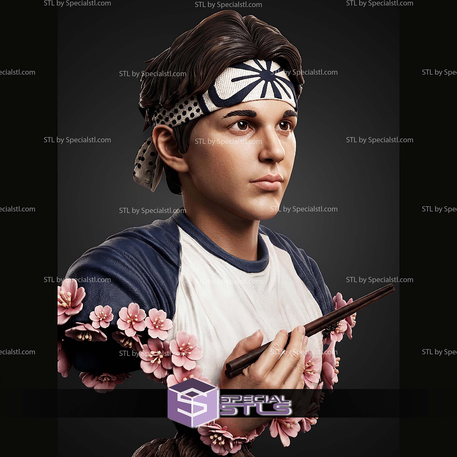 Larusso The Karate Kid Portrait Bust H281mm STL Files 3D Model — view 2