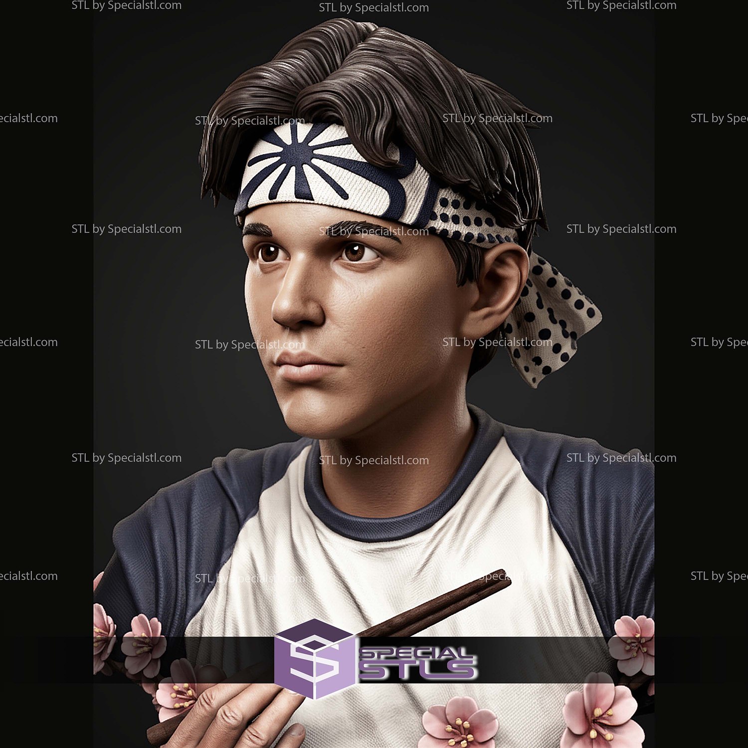 Larusso The Karate Kid Portrait Bust H281mm STL Files 3D Model — view 3
