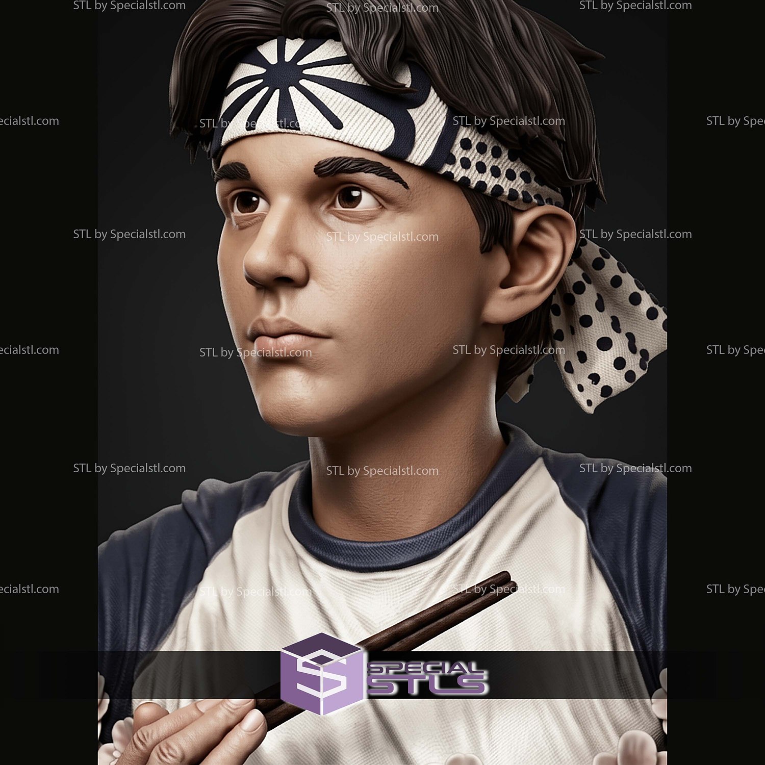 Larusso The Karate Kid Portrait Bust H281mm STL Files 3D Model — view 5