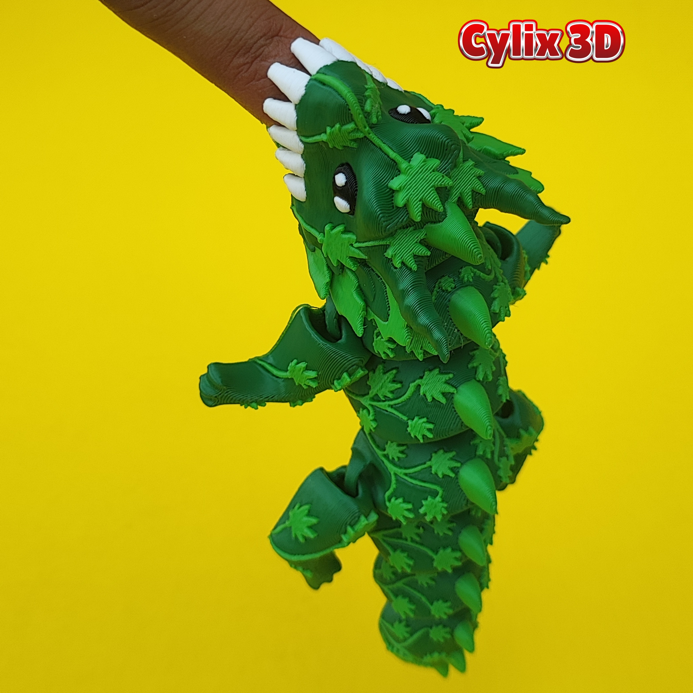 Articulated Cannabis Dragon, Flexi Dragon No Support 3D STL Model