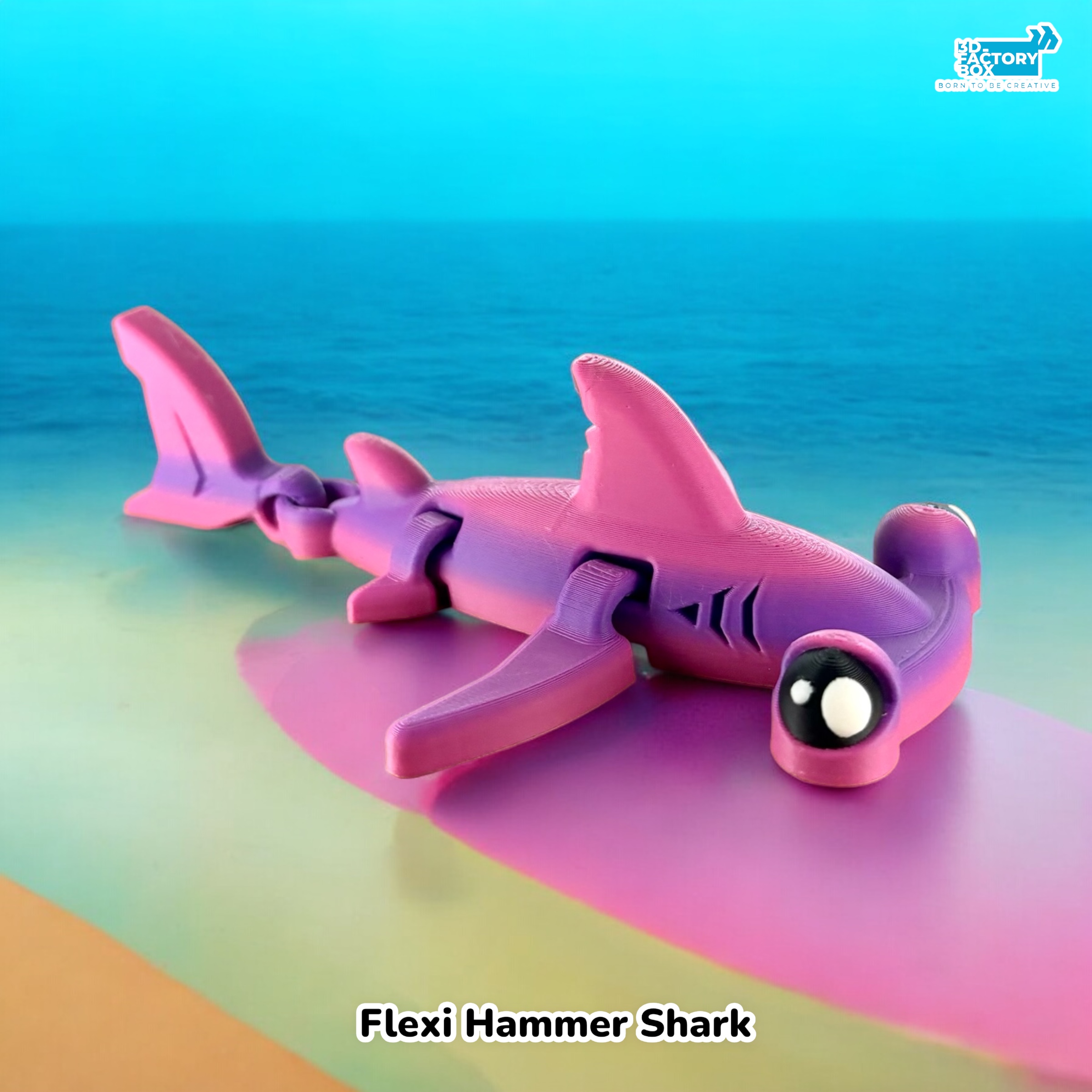 Flexible Hammer Shark - Print in Place 3D STL Model