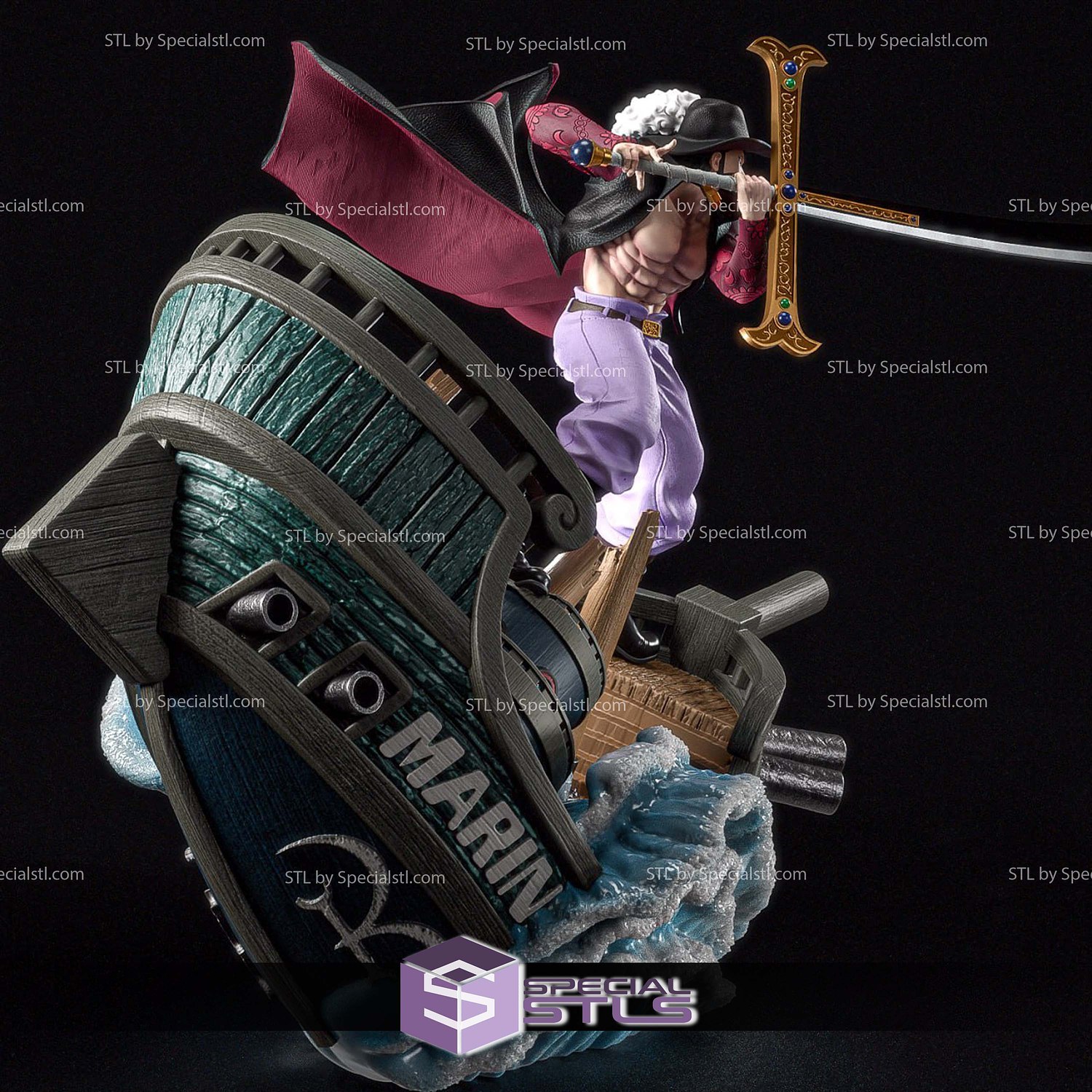Dracule Mihawk on Boat 3D Printer Files STL Model — view 2