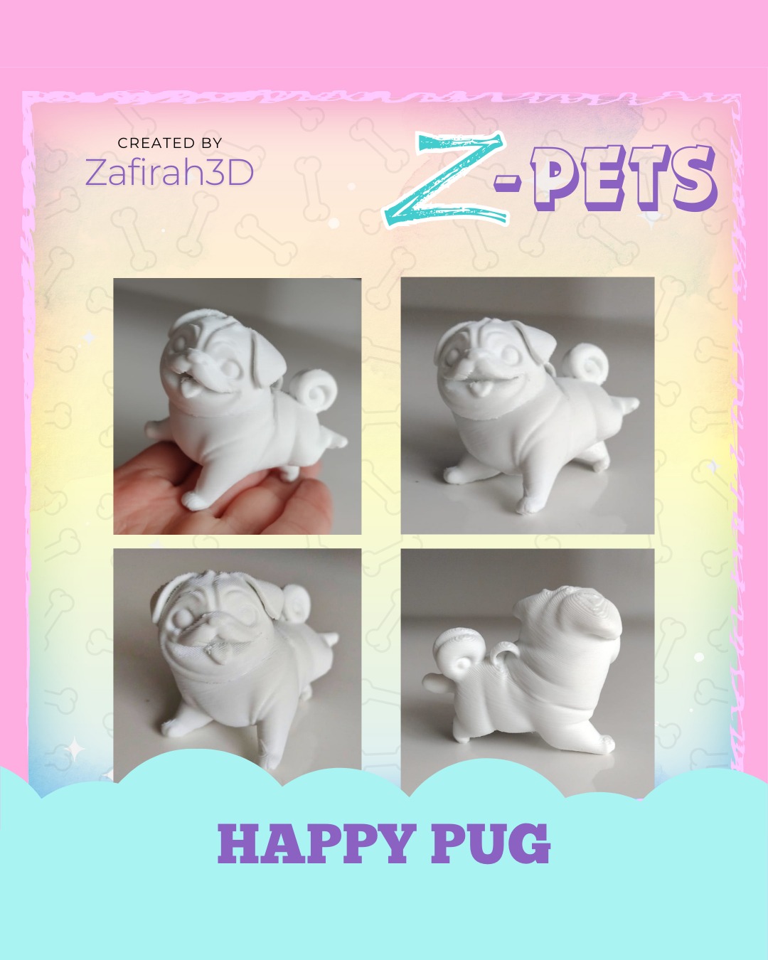 Z-PETS HAPPY PUG 3D STL Model