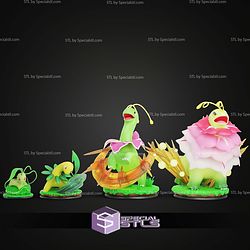 Basic Pokemon Collection Chikorita Bayleef Meganium STL Files 3D Model