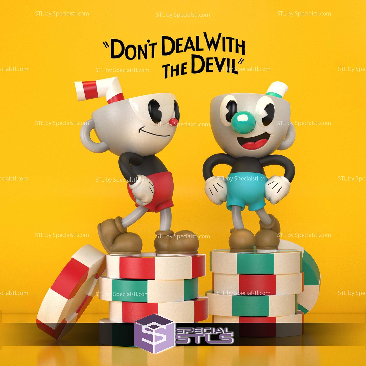 Cuphead and Mugman 3D Printer Files STL Model — view 3