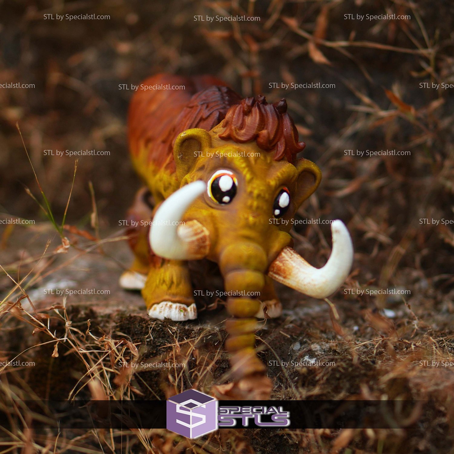 Super Basic STL Cute Flexi Mammoth 3D Model — view 2
