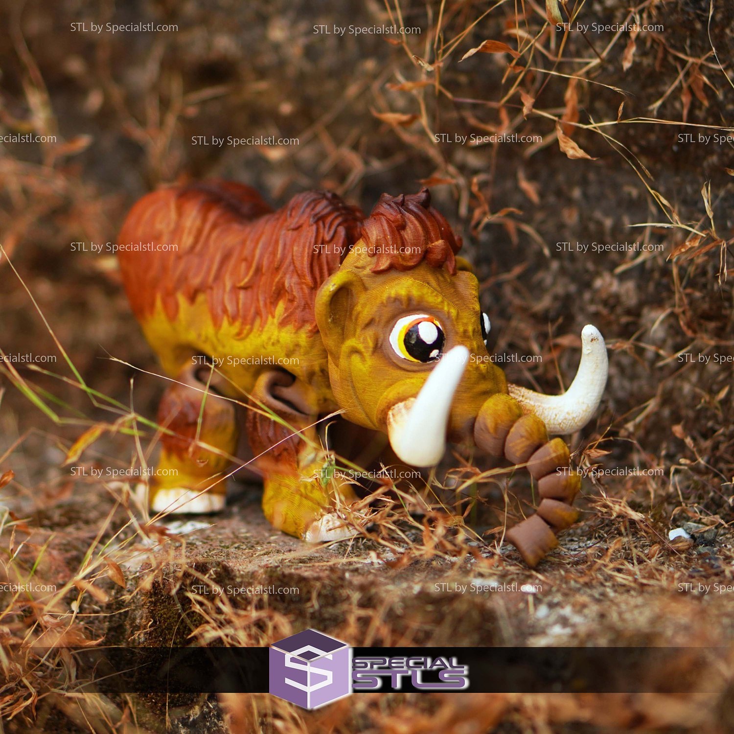 Super Basic STL Cute Flexi Mammoth 3D Model — view 3