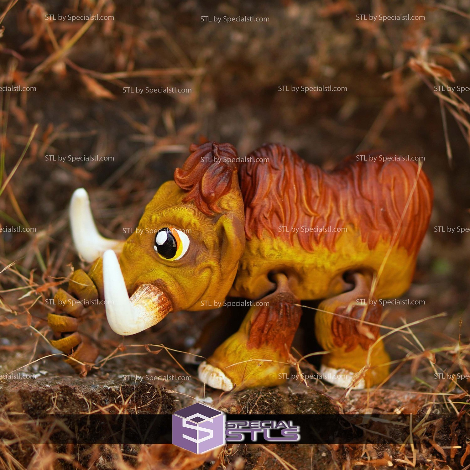 Super Basic STL Cute Flexi Mammoth 3D Model — view 4