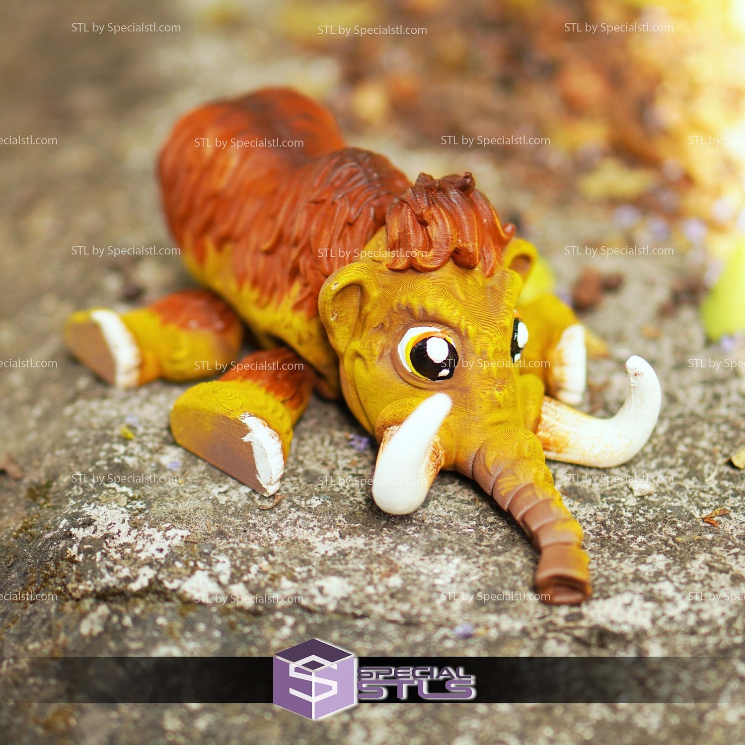Super Basic STL Cute Flexi Mammoth 3D Model — view 6