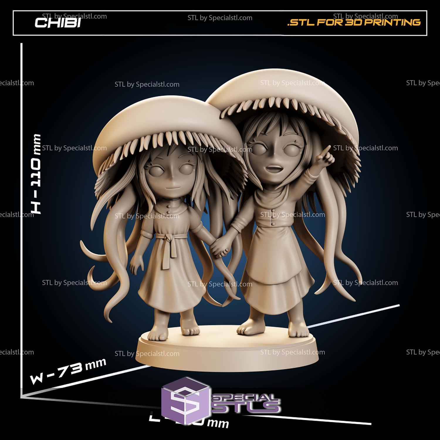 Jellyfish Sisters 110mm 3D Printer Files STL Model — view 5
