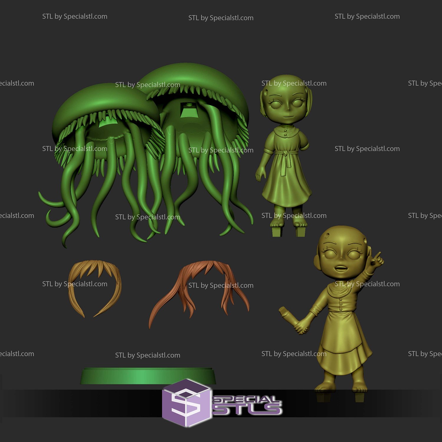 Jellyfish Sisters 110mm 3D Printer Files STL Model — view 6