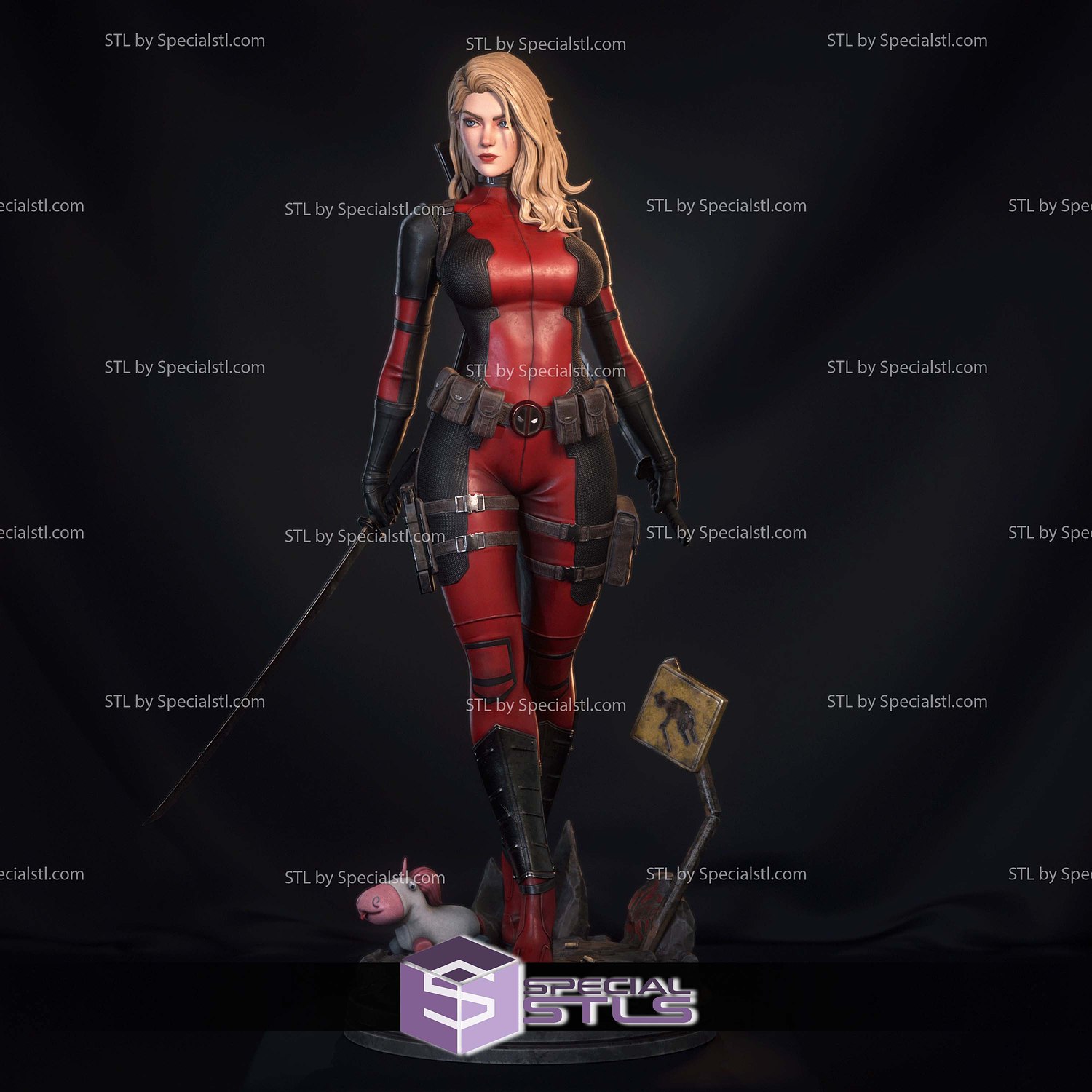 Lady Deadpool Wanda Wilson STL Files 3D Model — view 4