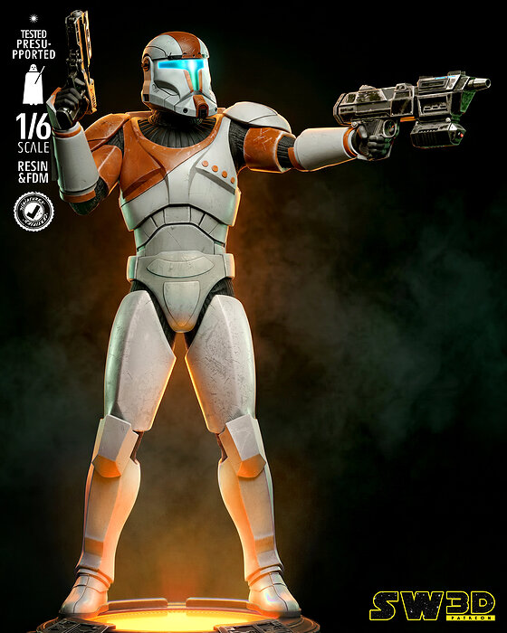 STAR WARS Clone Commando Sculpture 3D STL Model — view 2