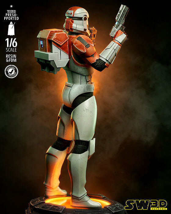 STAR WARS Clone Commando Sculpture 3D STL Model — view 3