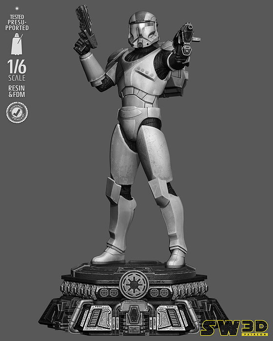 STAR WARS Clone Commando Sculpture 3D STL Model — view 8