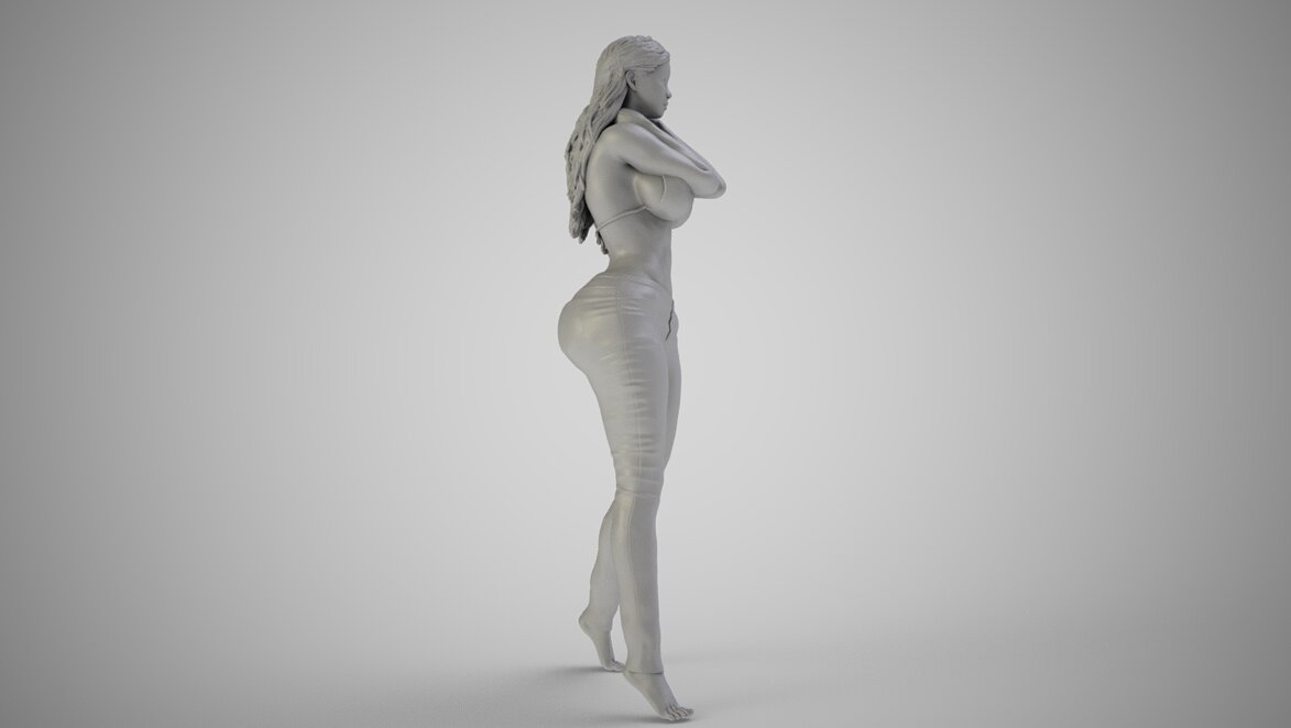 Woman with Hands on Her Neck 3D 3MF Model — view 3