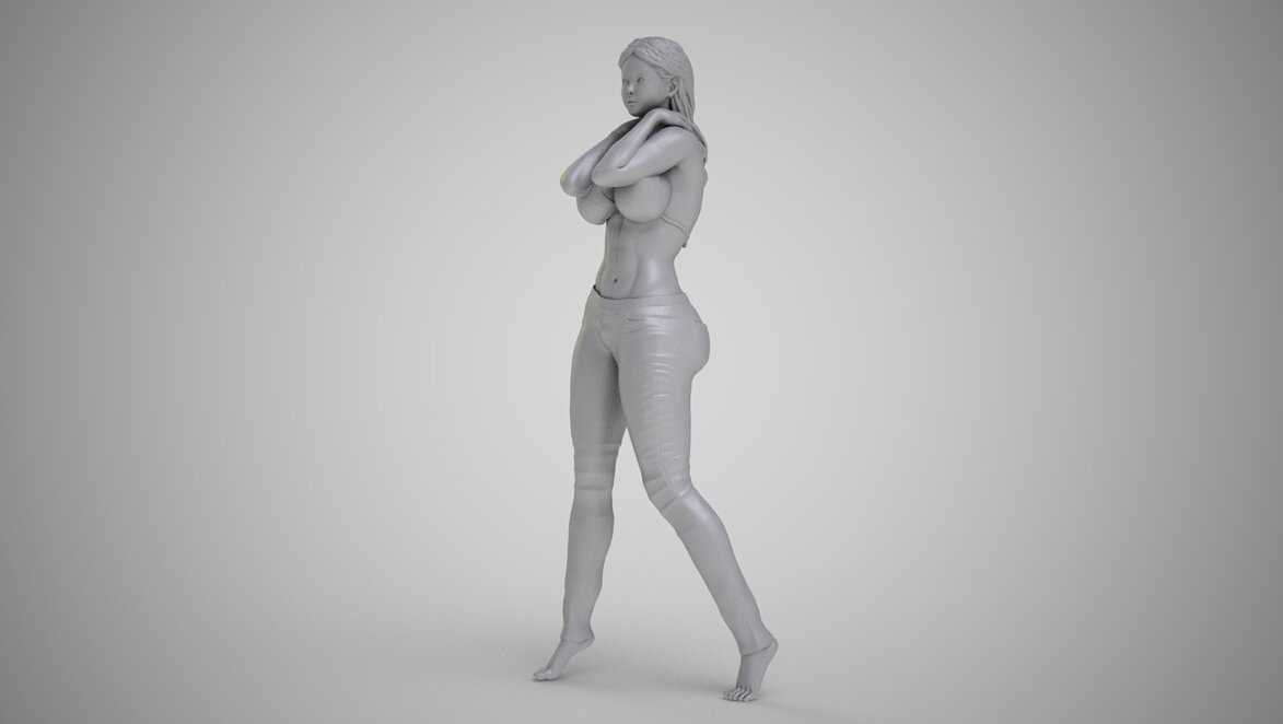 Woman with Hands on Her Neck 3D 3MF Model — view 7