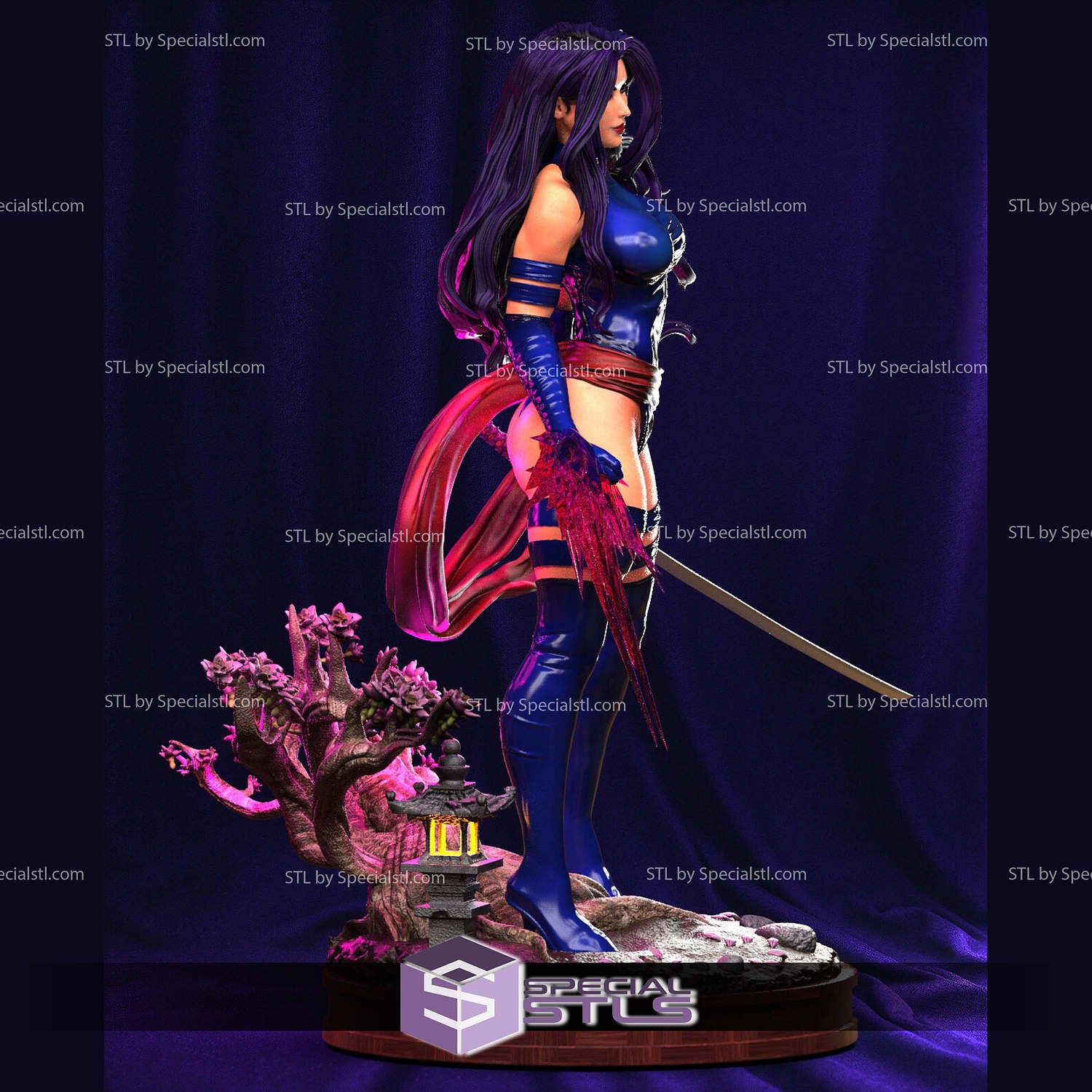 Psylocke Blossom Base Sculptures 3D Printing STL Model — view 4