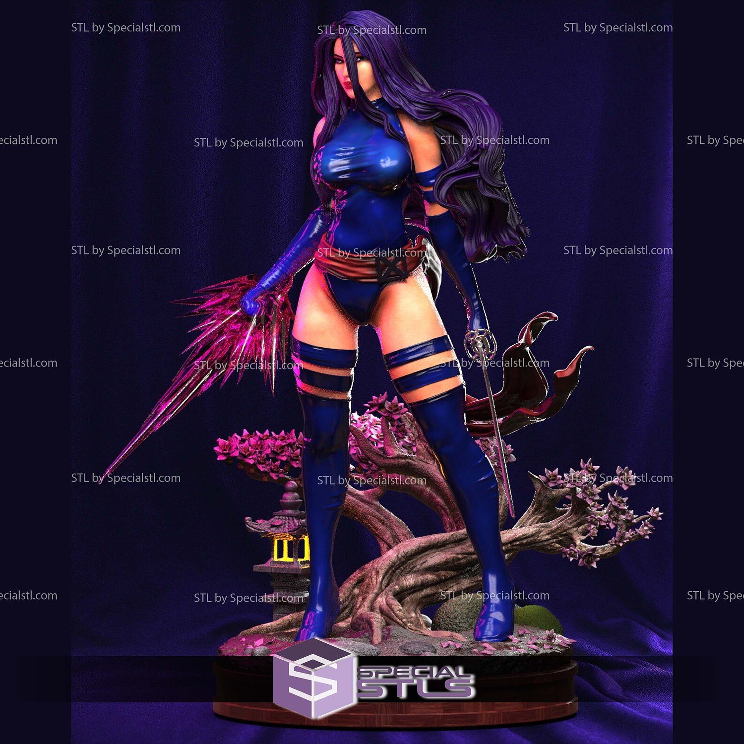 Psylocke Blossom Base Sculptures 3D Printing STL Model — view 6