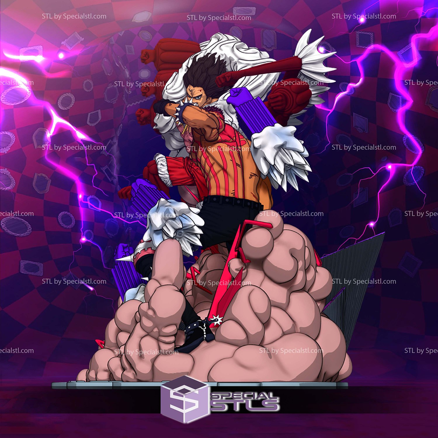Luffy Snakeman and Katakuri Battle 3D Printer Files STL Model — view 4