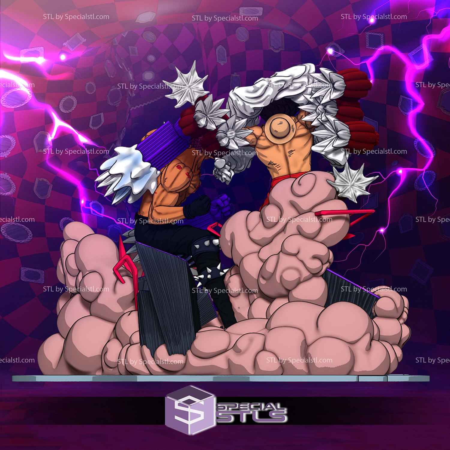 Luffy Snakeman and Katakuri Battle 3D Printer Files STL Model — view 5