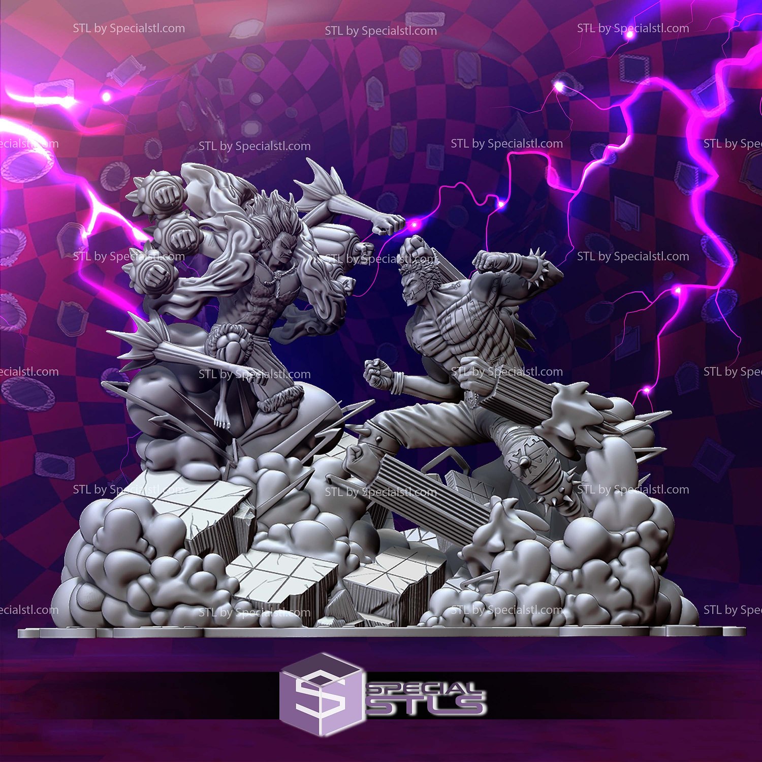 Luffy Snakeman and Katakuri Battle 3D Printer Files STL Model — view 6