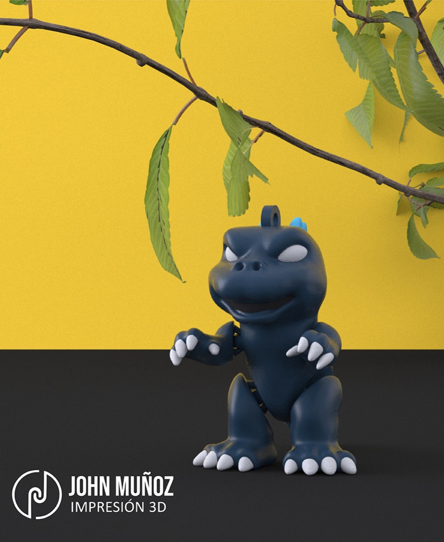 Godzilla Articulated Keychain Figure 3D STL Model