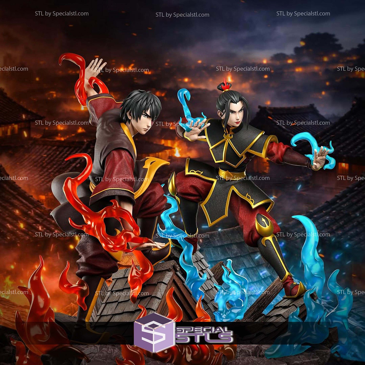 Zuko And Azula Avatar 350mm STL Files 3D Model — view 2