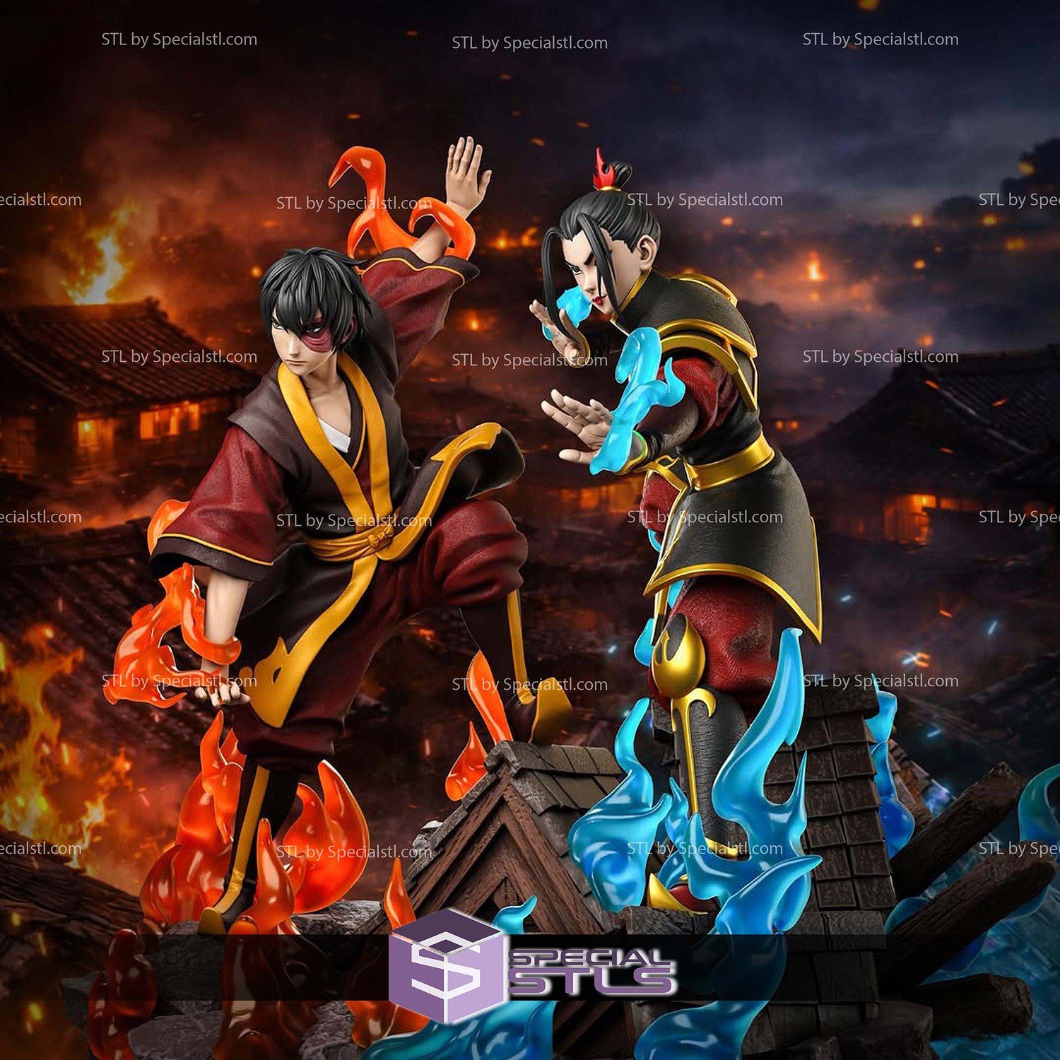 Zuko And Azula Avatar 350mm STL Files 3D Model — view 3