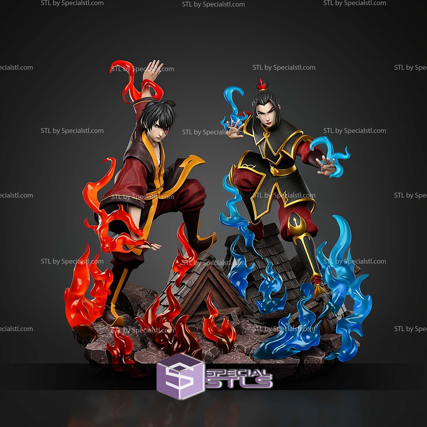 Zuko And Azula Avatar 350mm STL Files 3D Model — view 6