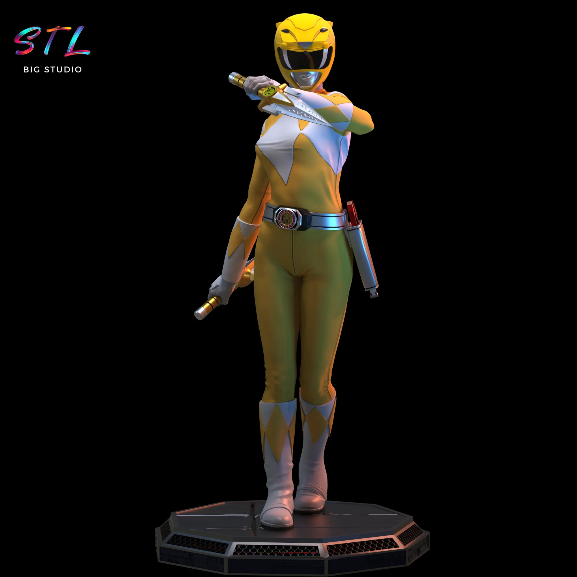 Yellow Power Ranger STL | 3D Printable Figure | Mighty Morphin Power Rangers Model