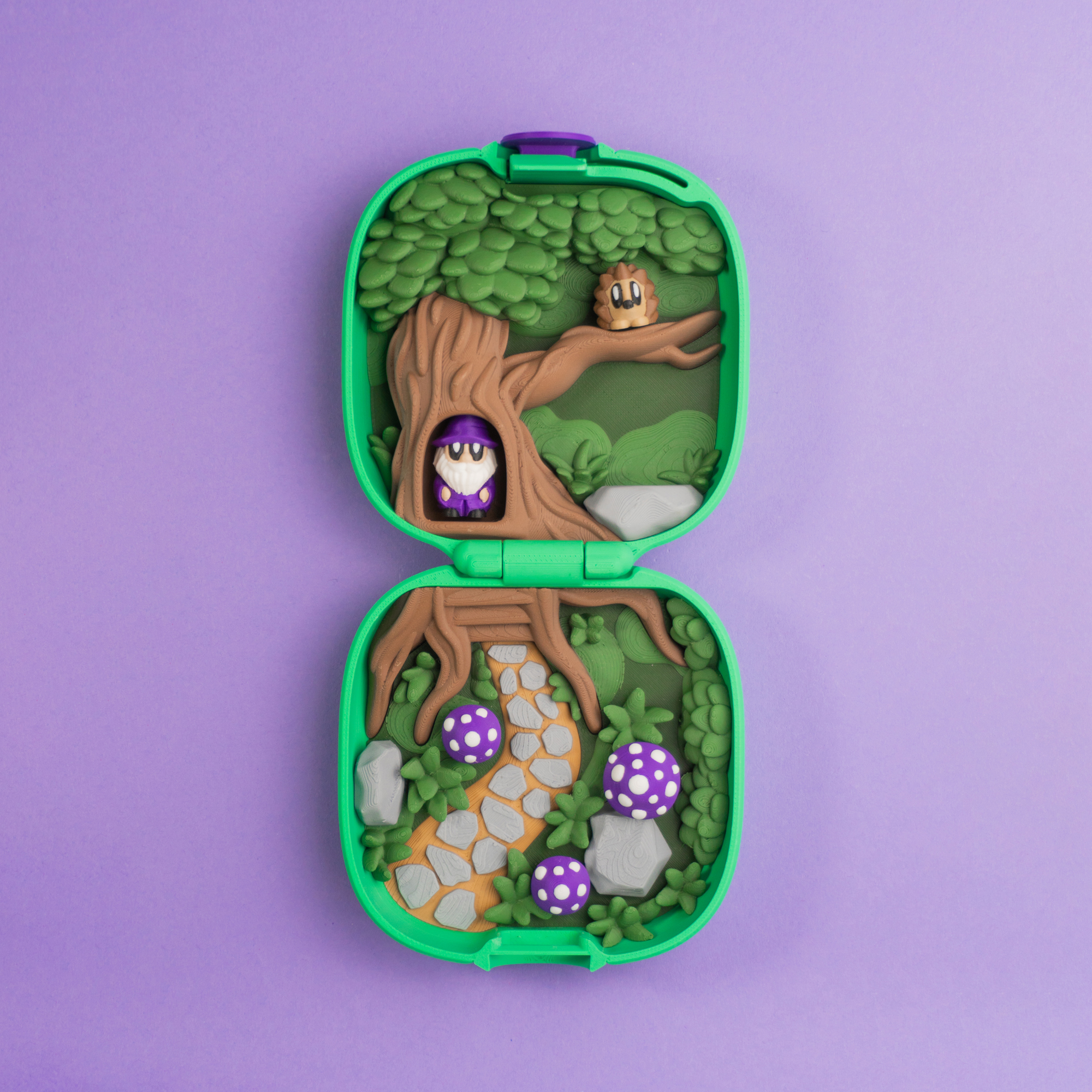 Pocket Blob Mushroom Forest - Mini Playset Art Toy with Latching Case 3D STL Model