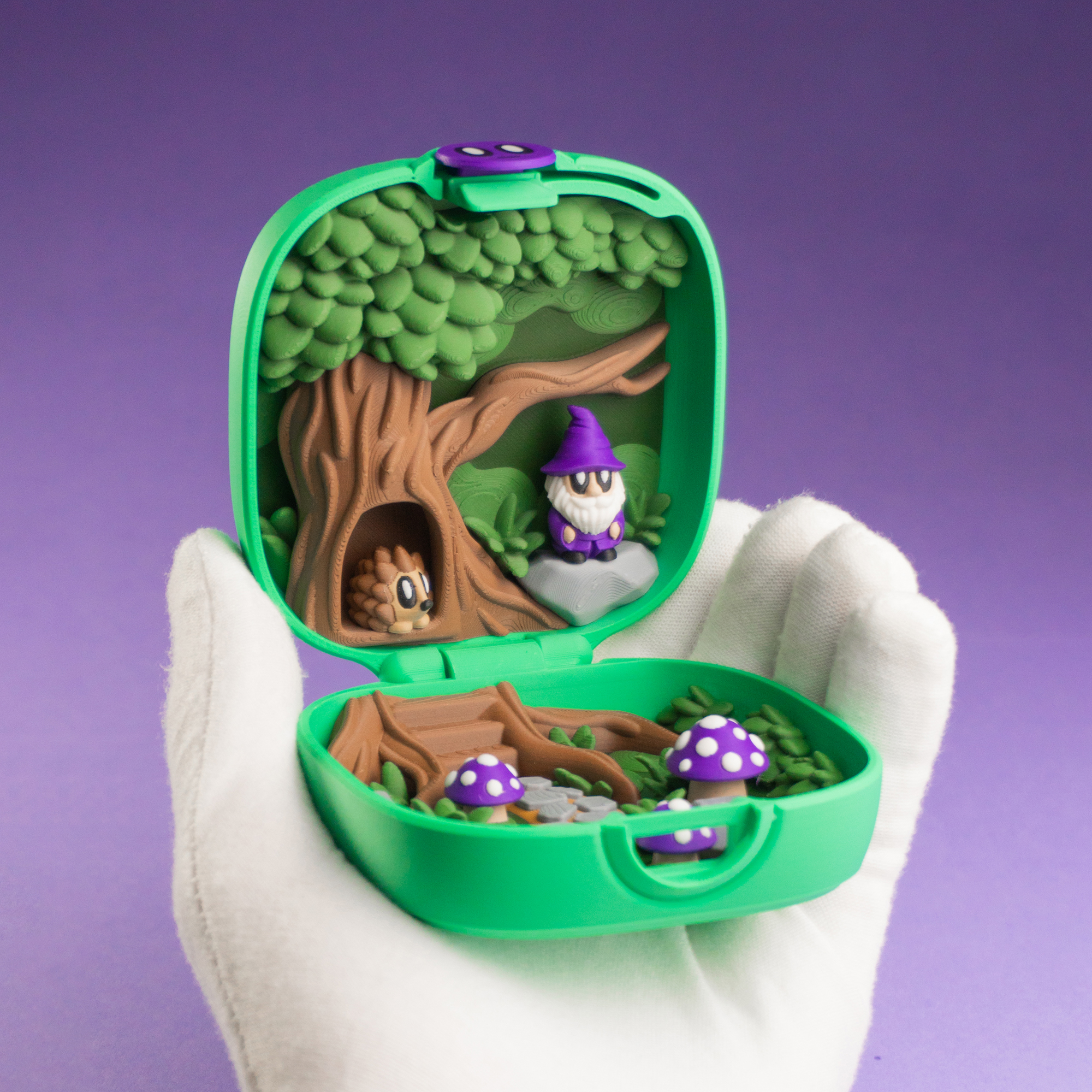 Pocket Blob Mushroom Forest - Mini Playset Art Toy with Latching Case 3D STL Model — view 2