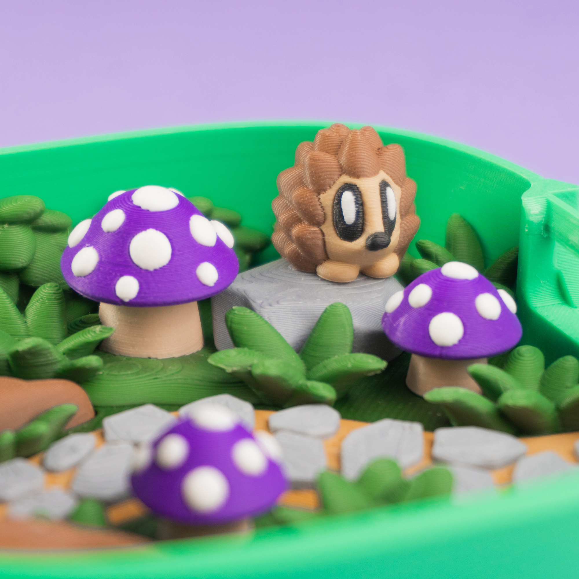 Pocket Blob Mushroom Forest - Mini Playset Art Toy with Latching Case 3D STL Model — view 5