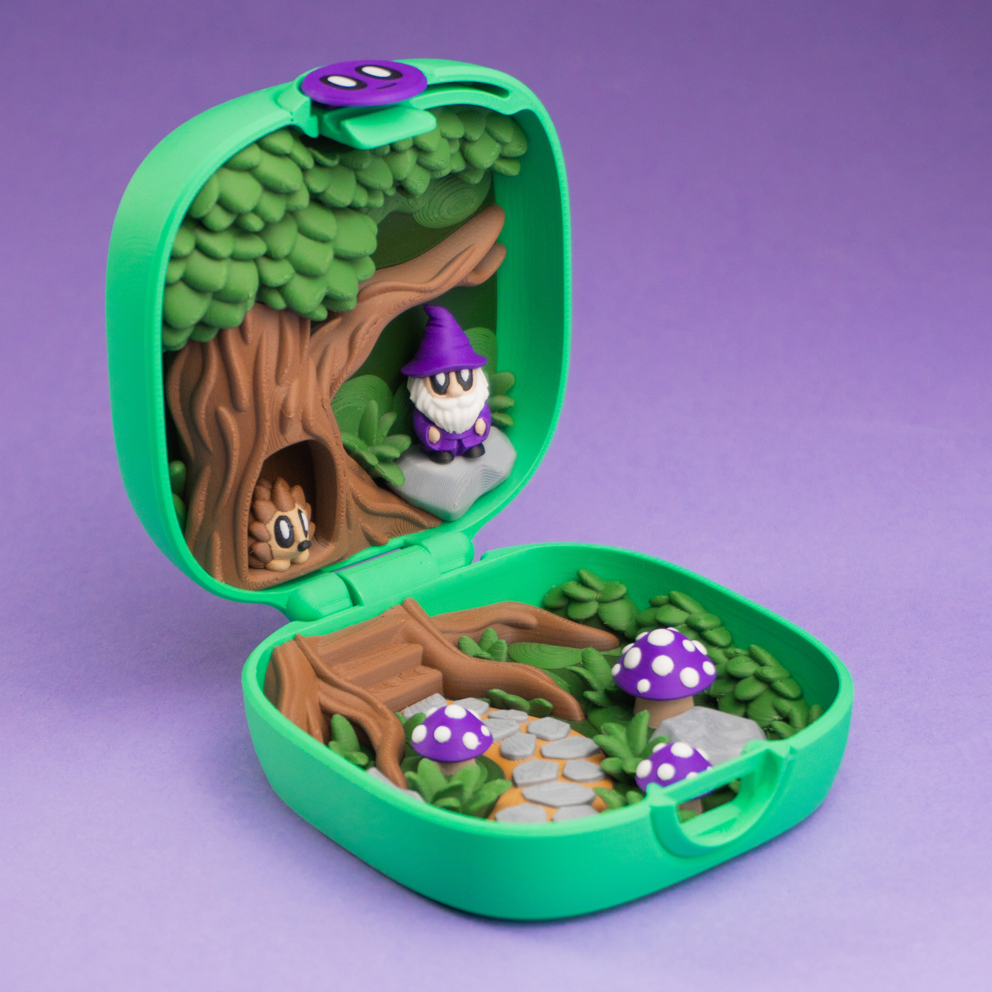 Pocket Blob Mushroom Forest - Mini Playset Art Toy with Latching Case 3D STL Model — view 6