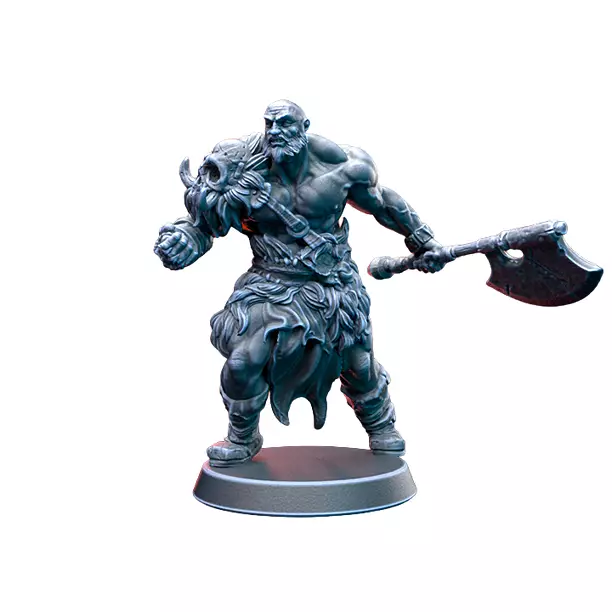 Goliath Barbarian On 1 Inch Base IX - Collectible Hero Figurine 3D STL Model
