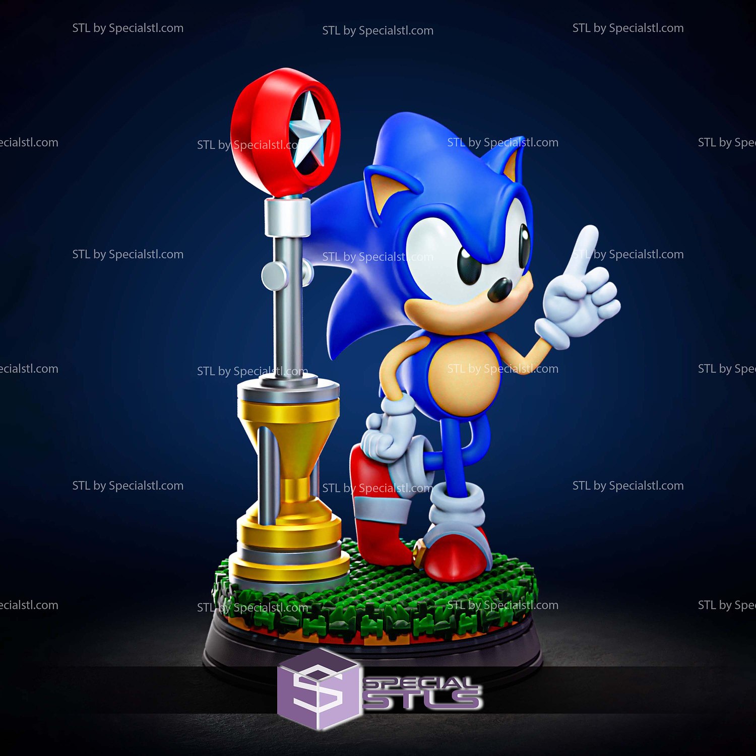 Sonic The Hedgehog Classic 3D Printer Files STL Model — view 3