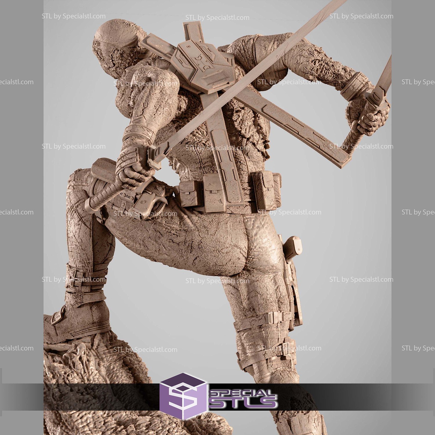 Deadpool Zombie 480mm STL Files 3D Model — view 2