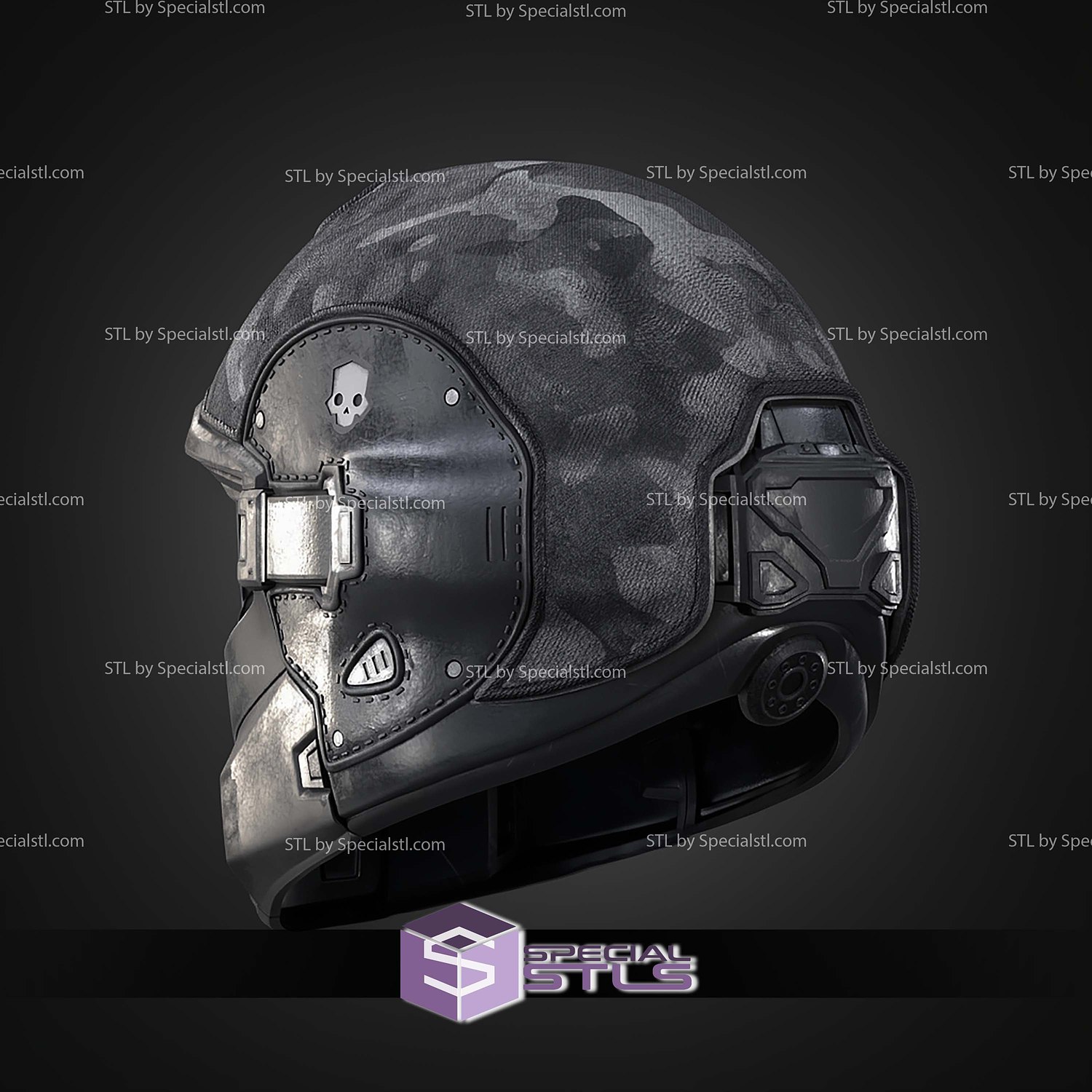 Cosplay STL Files Helldivers 2 Shadow Paragon Helmet 3D Model — view 3